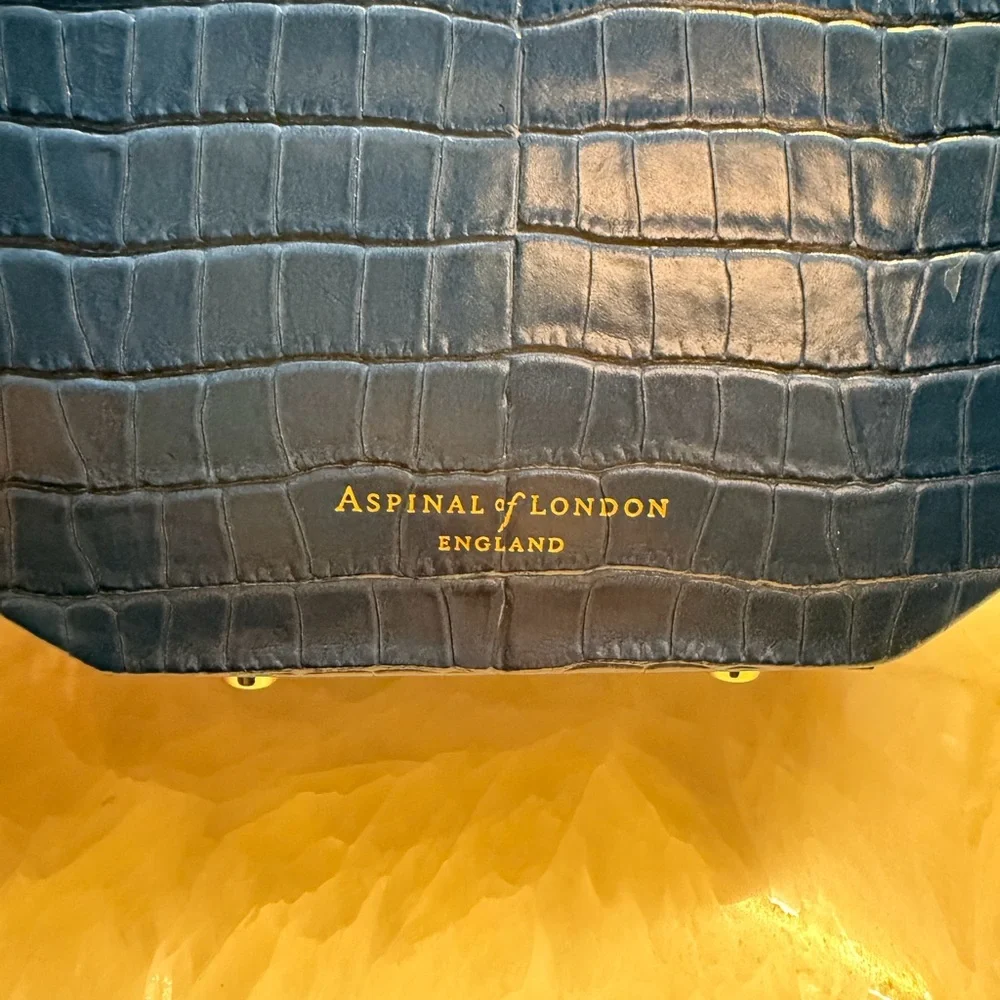 Aspinal of London Hat Box crocodile-embossed patent leather bag